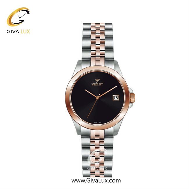 ساعت مچی اورجینال زنانه ویولت VIOLET رزگلد-نقره ای | رزگلد-نقره ای| مشکی| کد رفرنس 0589/2 سایز کوچک